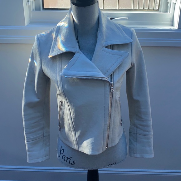 Cream designer leather jacket yigal azrouel - Picture 1 of 4